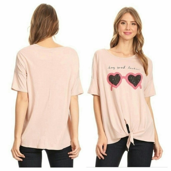 “hey Good Lookin” Tie Front Tee - Picture 1 of 6